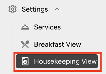 The Settings sidebar with the Housekeeping View entry