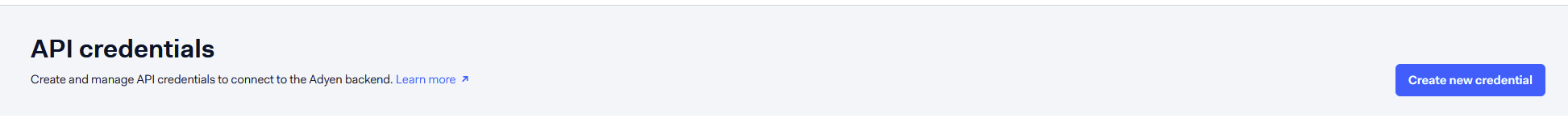 The API credentials page with the Create new credential button