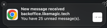 A desktop system notification for a new guest message