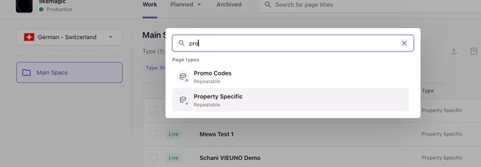 Document type selection with Property Specific