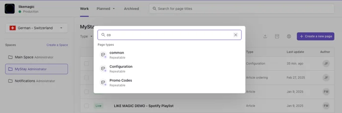Document type selection with Configuration