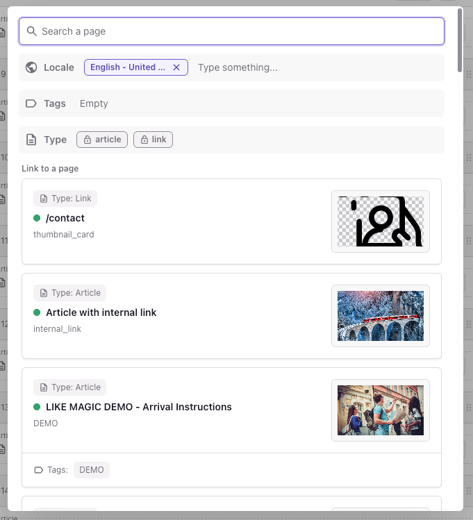 Article selection with the tile of the top-ranked article