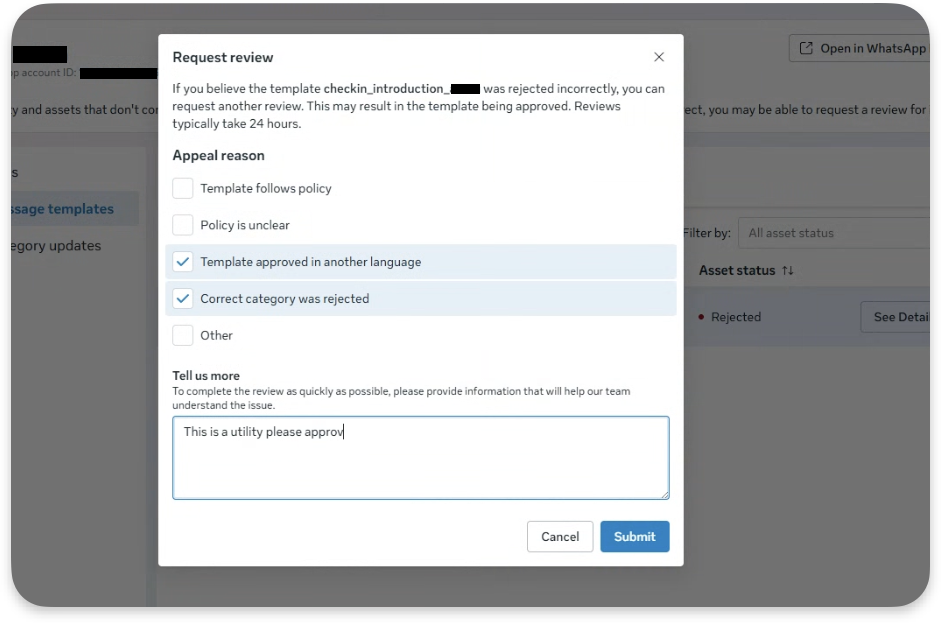 The window for requesting another review of Meta's rejection