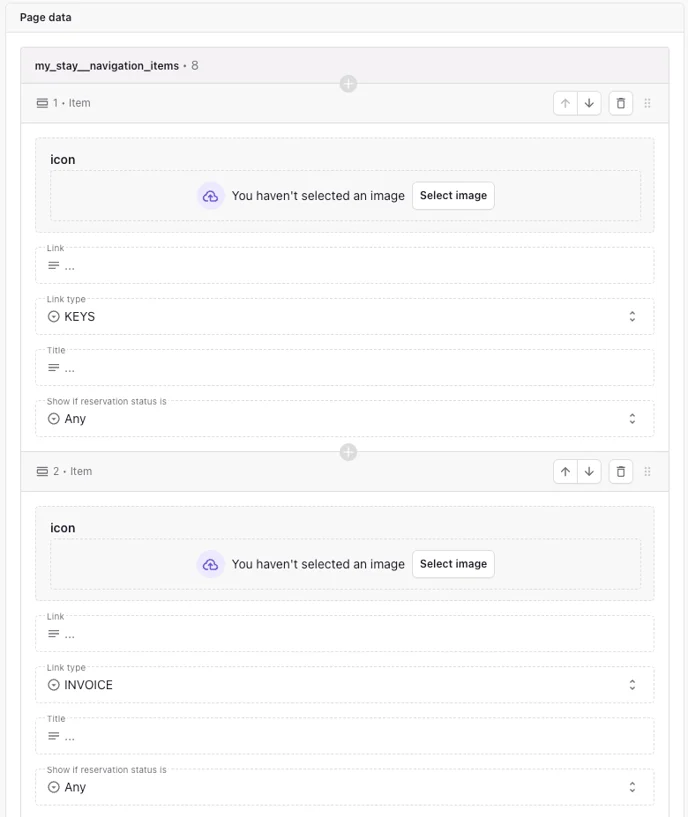Configuration document with the built-in LIKE MAGIC link types entered