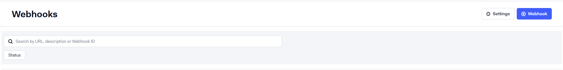 The Webhooks page with the + Webhook button