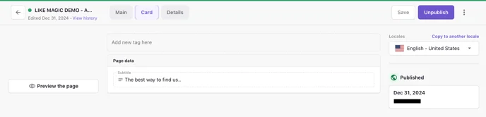 Card sector with the summary field of the article