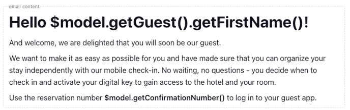 Email Content with the confirmation number formula