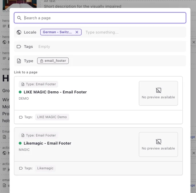 Email Footer field of the email template
