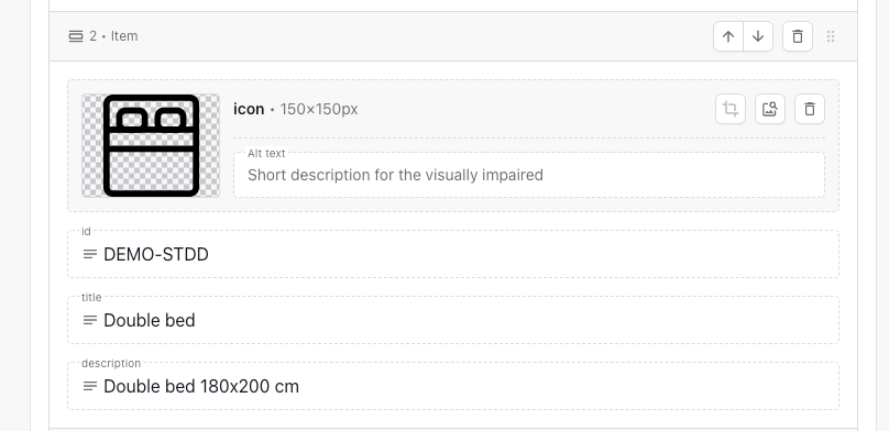 Features section of a unit group with its icons