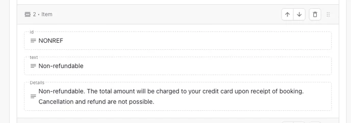 Cancellation Policies section with the Cancellation ID