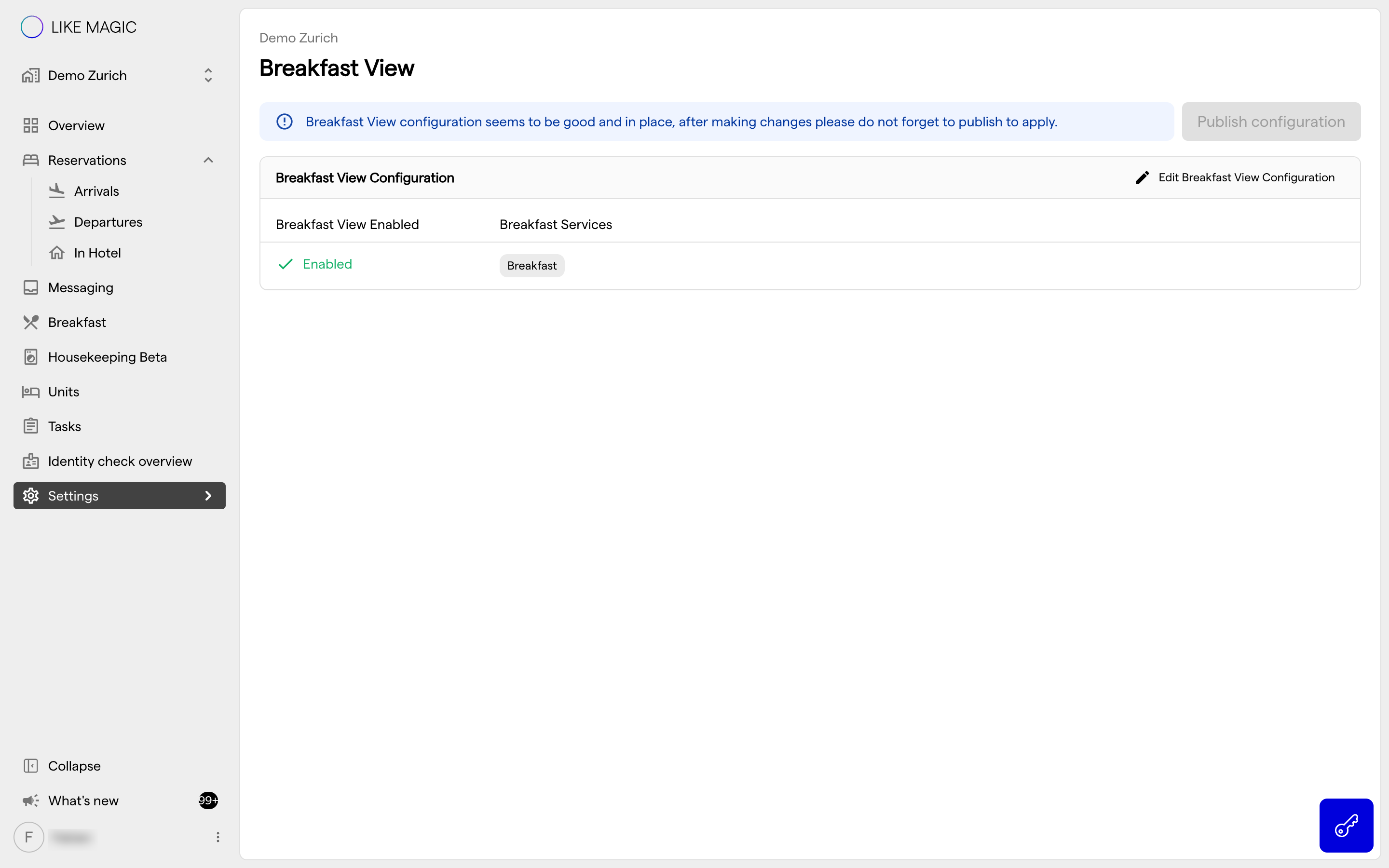 The Breakfast View edit panel