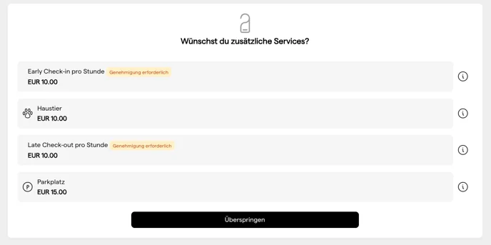 Das gelbe Label, das eine genehmigungspflichtige Leistung kennzeichnet