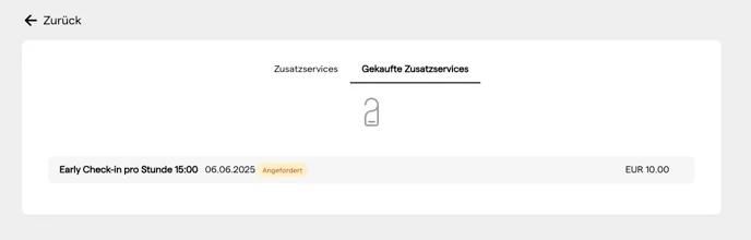 Die angefragte Leistung im Bereich Gekaufte Zusatzservices im digitalen Gästeportal