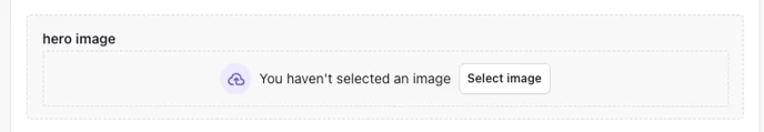 Feld Hero Image mit der Aktion Select Image