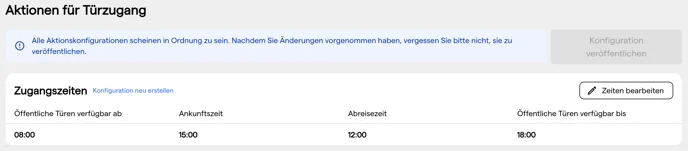 Die Zeile mit den Zugangszeiten und dem Button Zeiten bearbeiten