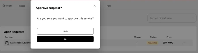 Der Dialog Approve request mit der Rückfrage vor der Genehmigung