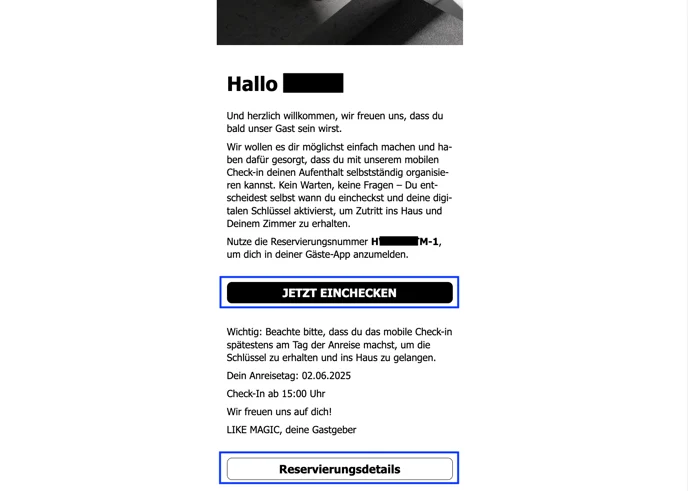 Felder Action Link und Action Text des Call to Action Buttons