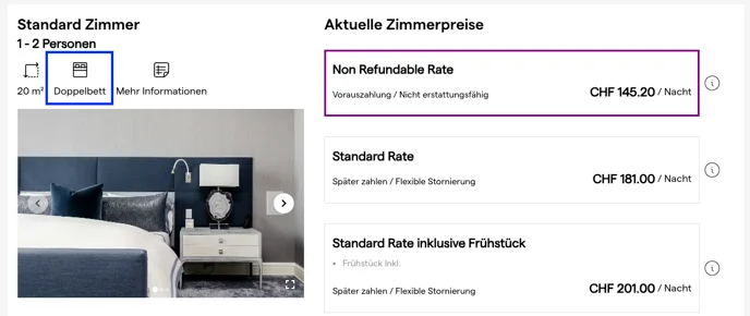 Ausstattungs-Icons einer Zimmerkategorie auf der IBE