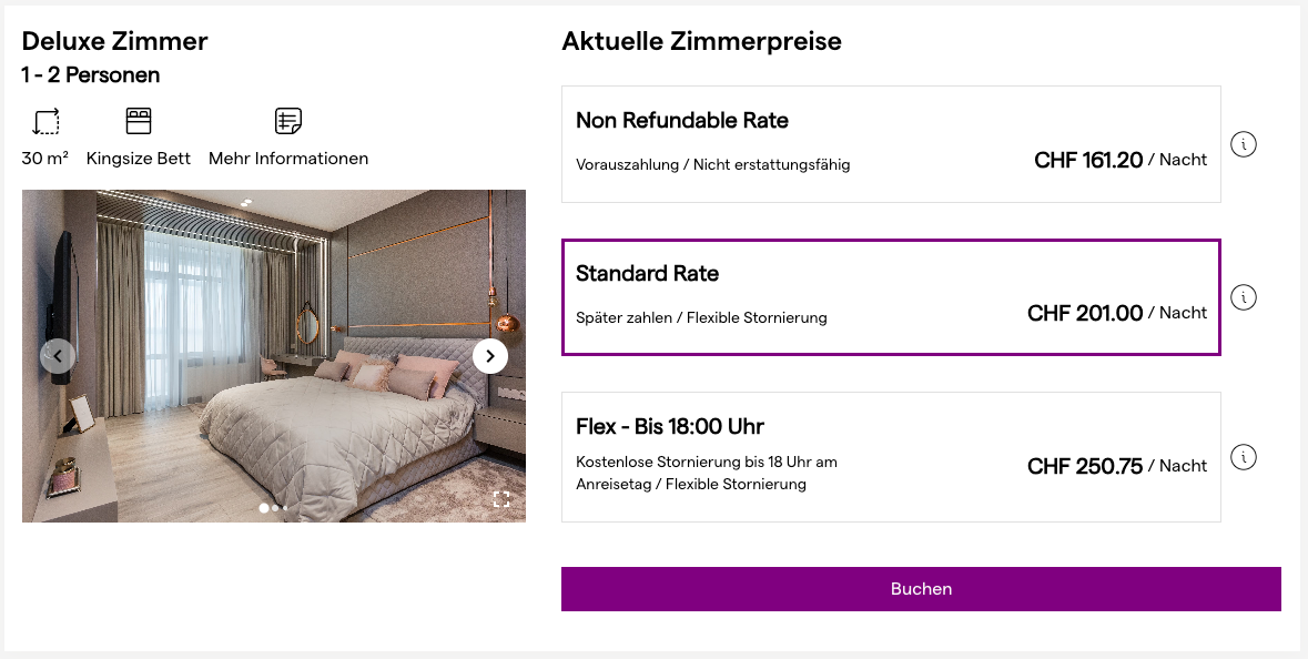 Ratenname und Beschreibung, wie sie auf der IBE erscheinen