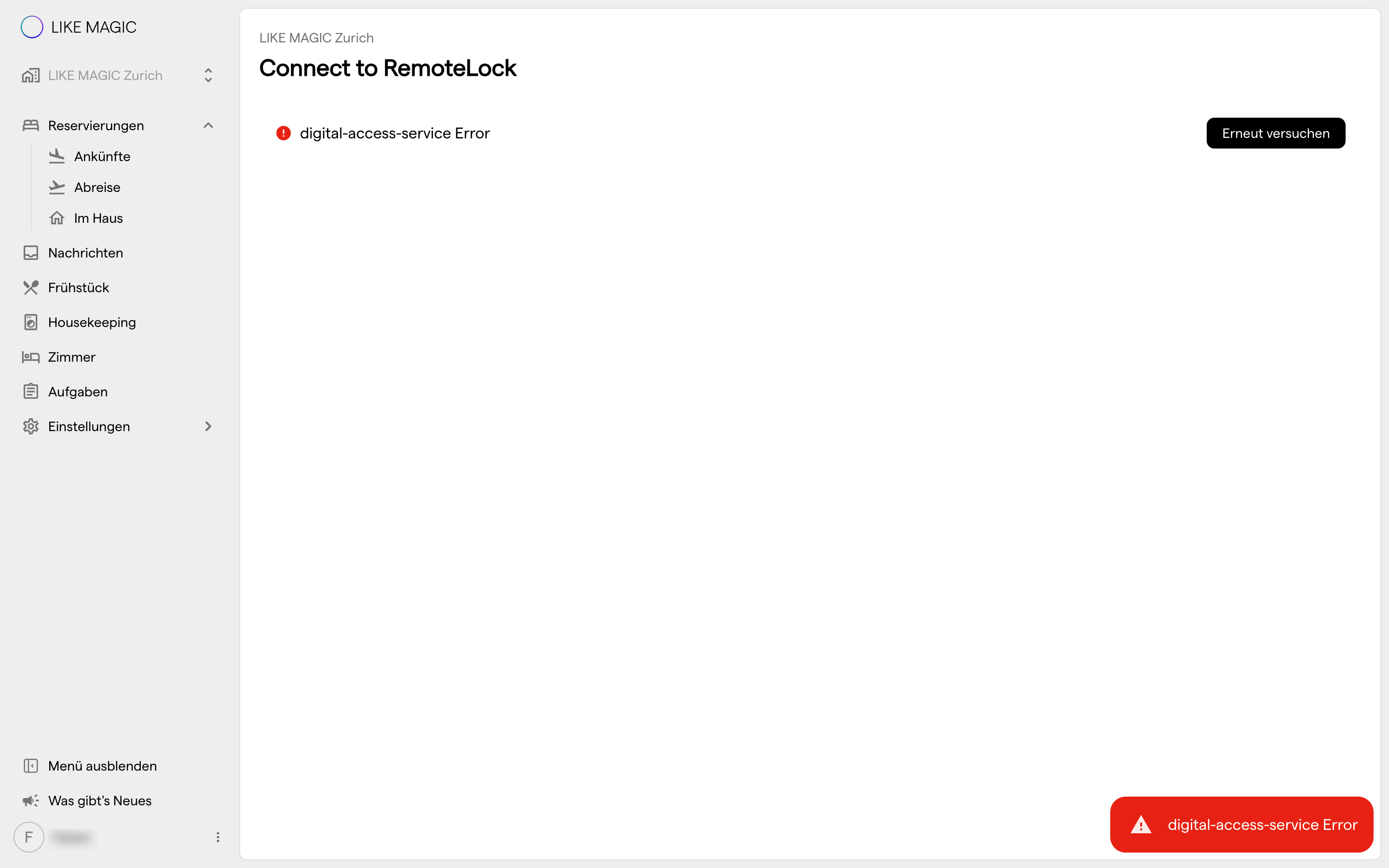 Die Seite Connect to RemoteLock in der Operations Platform